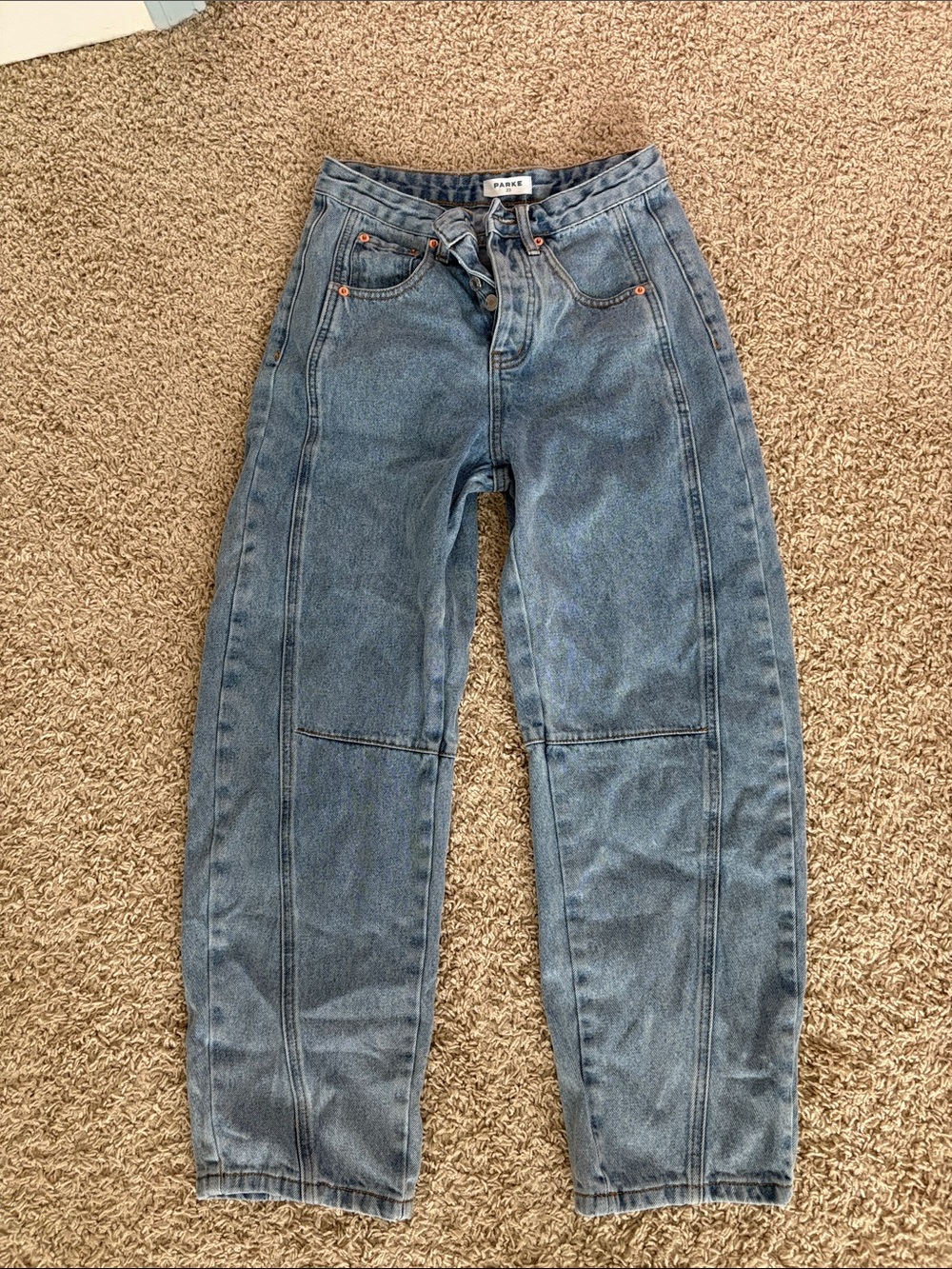 Parke Women's Relaxed-barrel Denim Jeans in Light Blue
